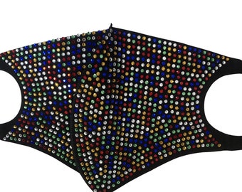 Multi color Rhinestones Face mask woman's Bling face mask dancers face mask ships in a day