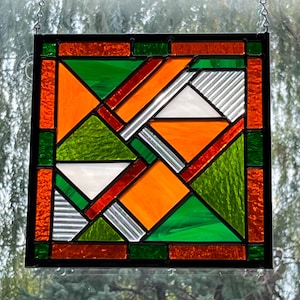 Modèle de vitrail à téléchargement numérique 23 cm carrés - Irish Geo