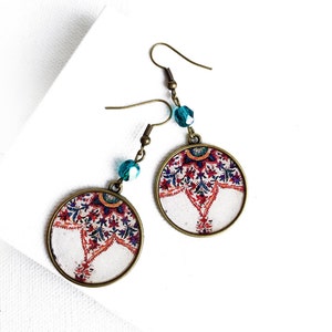 AZIN historical Persian earrings birthday gift for her, Safavid tile earrings, Middle eastern handcrafted earrings, bohemian jewelry for her
