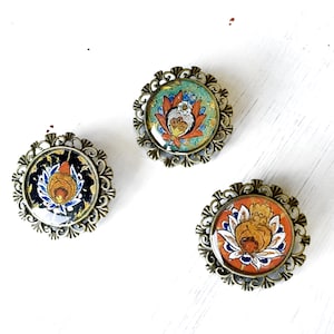GOLABATOON Persian vintage set of 3 brooches, gift for Women, Oriental middle eastern folk ethnic historical accessory