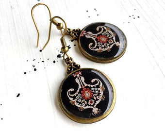 TOORAN oriental trendy earrings with vintage Persian rug pattern, Middle eastern gift for mom wife teacher, unique present for girlfriend