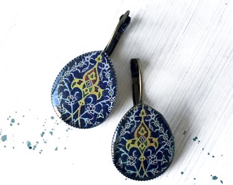 ELMIRA oriental teardrop earrings gift for mom, Persian Safavid cameo jewelry, teacher gift, unique present for girlfriend, Middle eastern