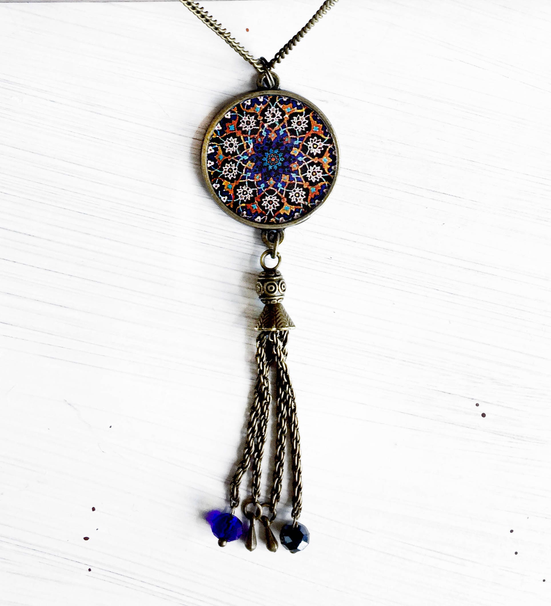 HOMA Tassel Necklace persian Tile Design Persian Jewelry Etsy