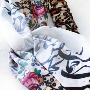 AVA Persian calligraphy twisted headband, Eslimi design, Persian patterned, yoga headband, Boho headband, Bohemian accessory, gift for her