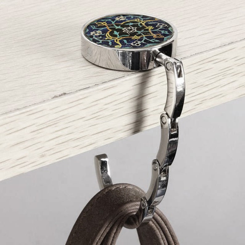 Gift for mom Gift for teacher Ethnic Persian gift SAHAR purse hanger Persian Style Swivel Bag Hook Folding Purse Table Hanger