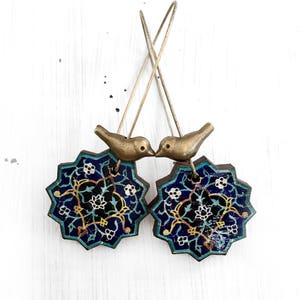 SAHAR Persian tile lightweight wooden star earrings, travel accessory, unique gift for friend couples mom teacher wife, bohemian jewelry