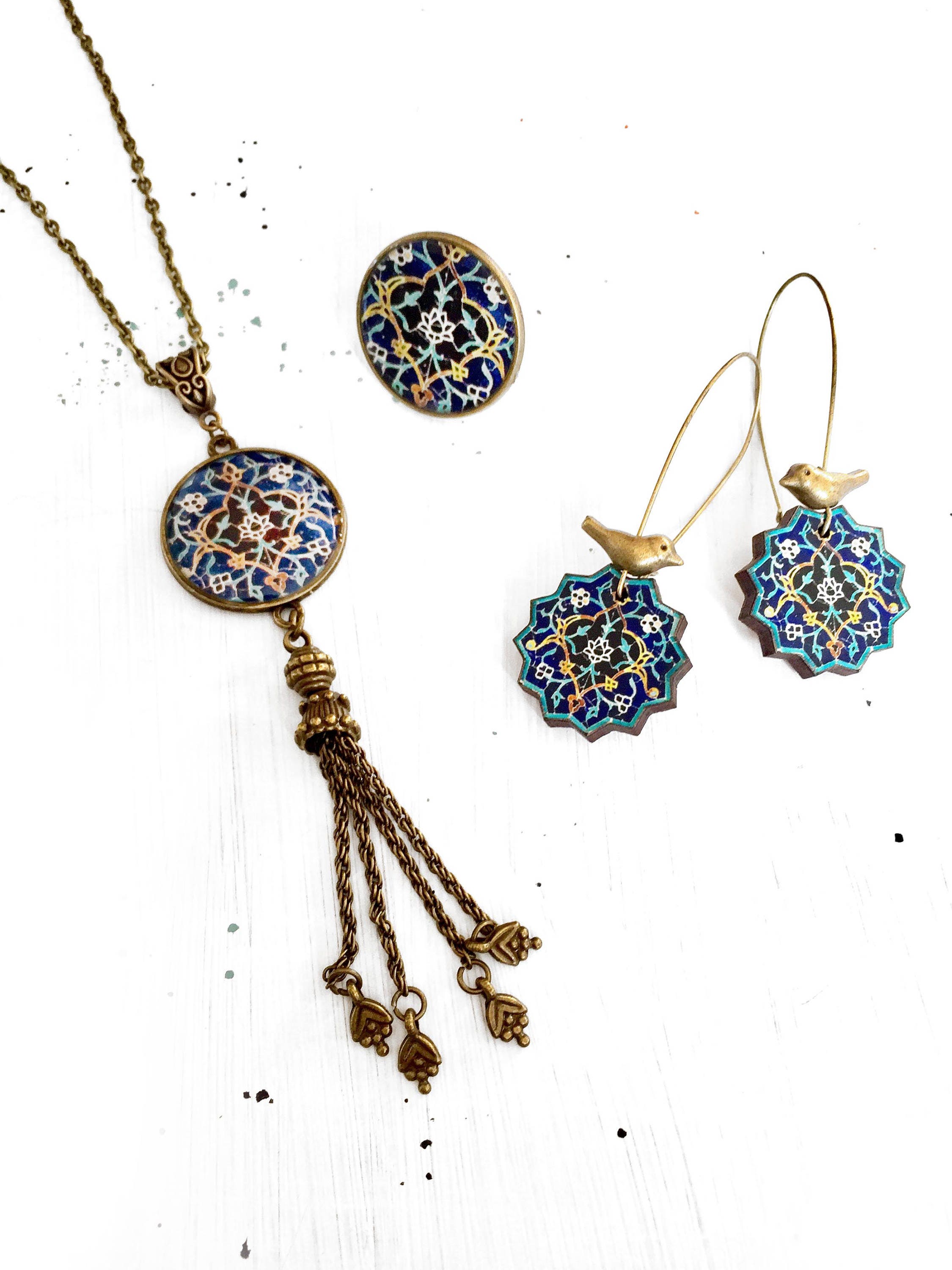 SAHAR tassel necklace Persian tile design Persian jewelry Etsy