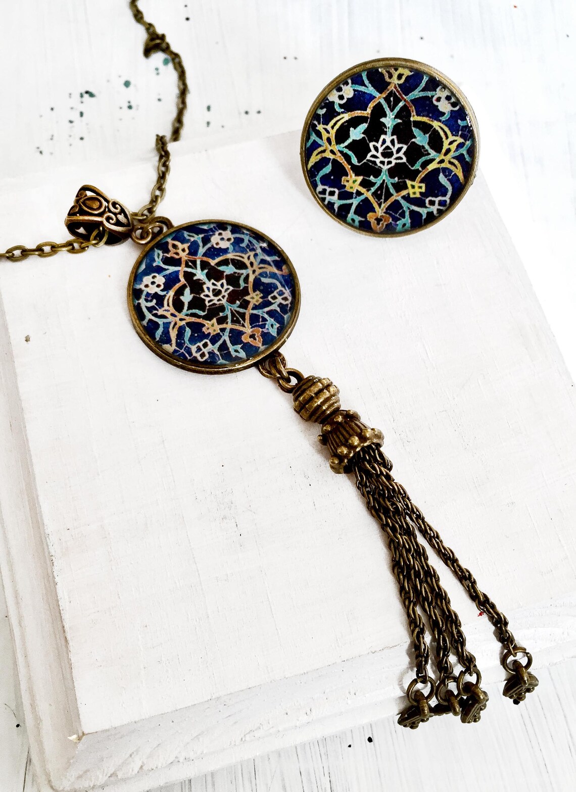 SAHAR tassel necklace Persian tile design Persian jewelry Etsy
