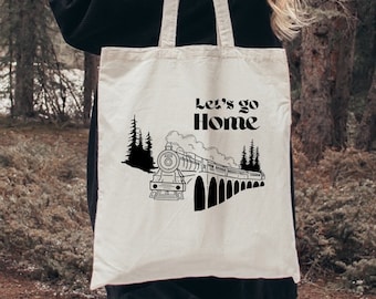 Let's Go Home Wizard Tote Bag | Movie Quote | Cotton Canvas Tote Bag | Magic Express | Back to School Tote