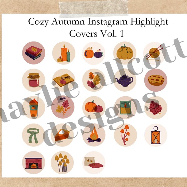 Cozy Spooky Instagram Highlight Covers | Cottagecore | Autumn | 23 Designs |