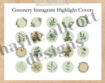 Greenery Instagram Highlight Covers | 20 Icons | Green Leaves Plants Wreath |