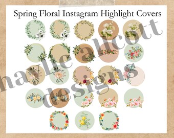 Spring Floral Instagram Highlight Covers | 23 Designs | Cottagecore | Blogger Influencer Lifestyle Sage Green Neutral | Greenery Wreath |