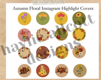 Autumn Floral Cottagecore Floral Instagram Highlight Covers | 16 Designs |