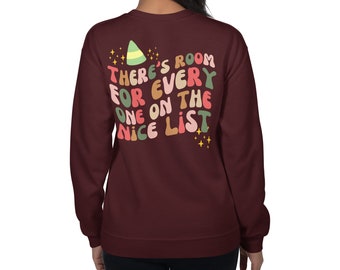 BACK of sweatshirt Elf Crewneck | Maroon OR White | Christmas Sweatshirt | Quote | Retro | Vintage |