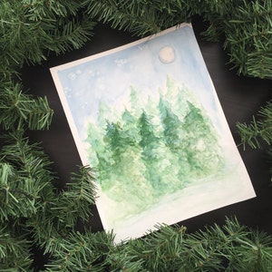 Winter Pines 8 x 10 Watercolor Print