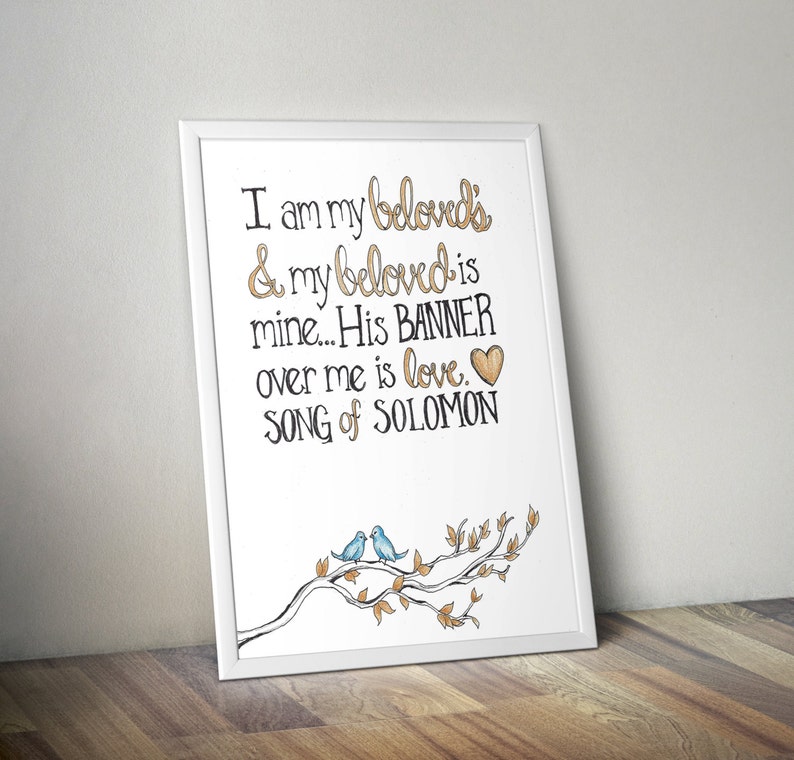 My Beloved's His Banner Over Me is Love Handlettered Etsy