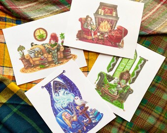 MAGIC BUNDLE! All 4 Series 1 Prints | 8x10 | Bookish Nerd Gift | House Art  | Wizard Witch Decor | Subtle | Magic |