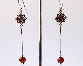 Boucles d'oreilles longues en ambre véritable, argent sterling 925, ambre de la Baltique naturel, cognac, ambre de couleurs jaune et jaune-vert