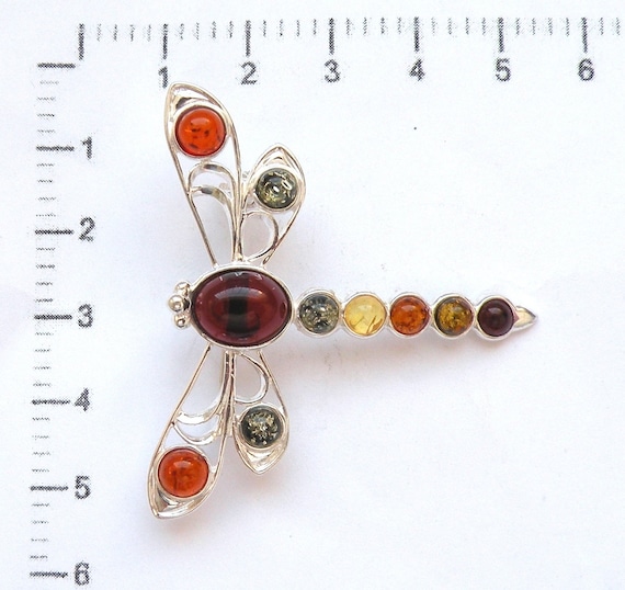 Multi Baltic Amber /& 925 Silver Dragonfly Brooch Pin Jewellery
