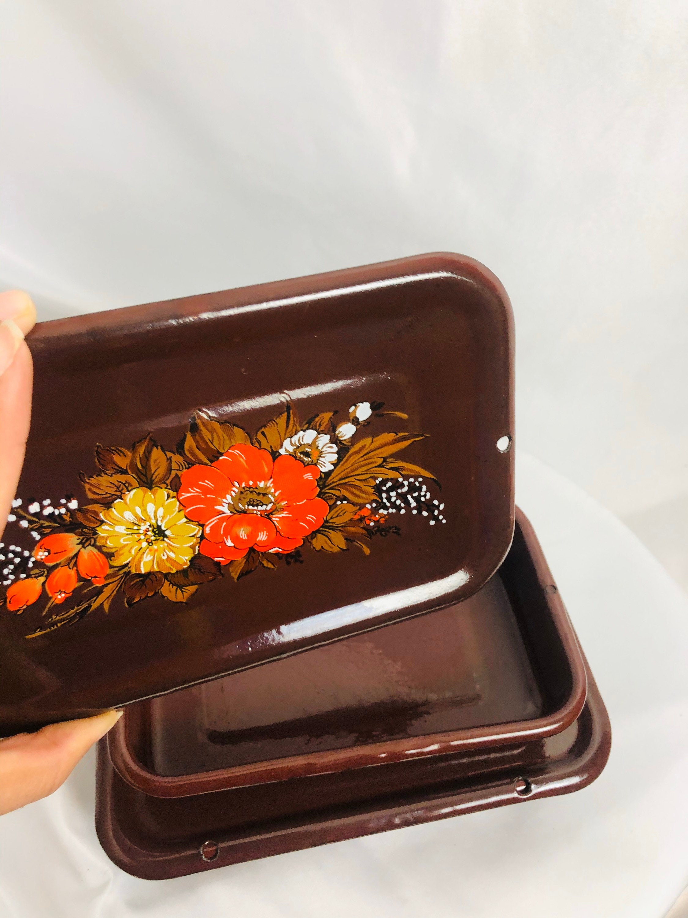 Vintage Tin Boxes// Nesting Box Set // Vintage Brown Tins // Etsy