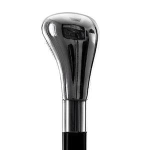 Walking Stick with Drop Smooth Handle made of Silver - Walking Cane for Wedding or Ceremony H. cm 93 - Entirely Made in Italy