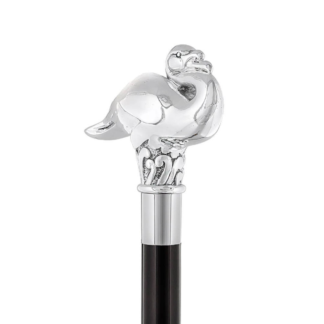 Poirot Walking Stick With Swan Handle Made of Silver Walking Cane for