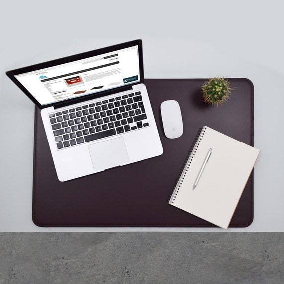Office Desk Pad Made Of Violet Real Leather Rounded Corners