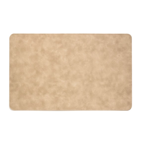 Talia Eglooh Made in Italy Sottomano Scrivania Ufficio in Cuoio Beige cm 50x35 Design Moderno Resistente Struttura in Acciaio con Profilo a L Fondo Antiscivolo
