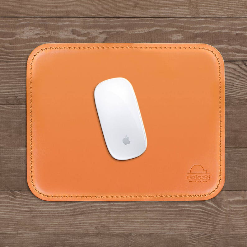 Mouse Pad Orange Natural Brown Leather Rounded Corners Etsy