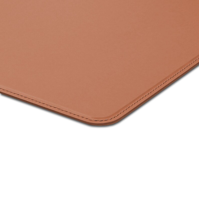 Office Desk Pad Made of Orange Natural Brown Leather Rounded | Etsy