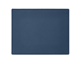 Mouse Pad Real Leather Blue cm 25x20 - Mouse Mat for Desk and Office with Handmade Stitchings and Non-Slip Bottom - Made in Italy