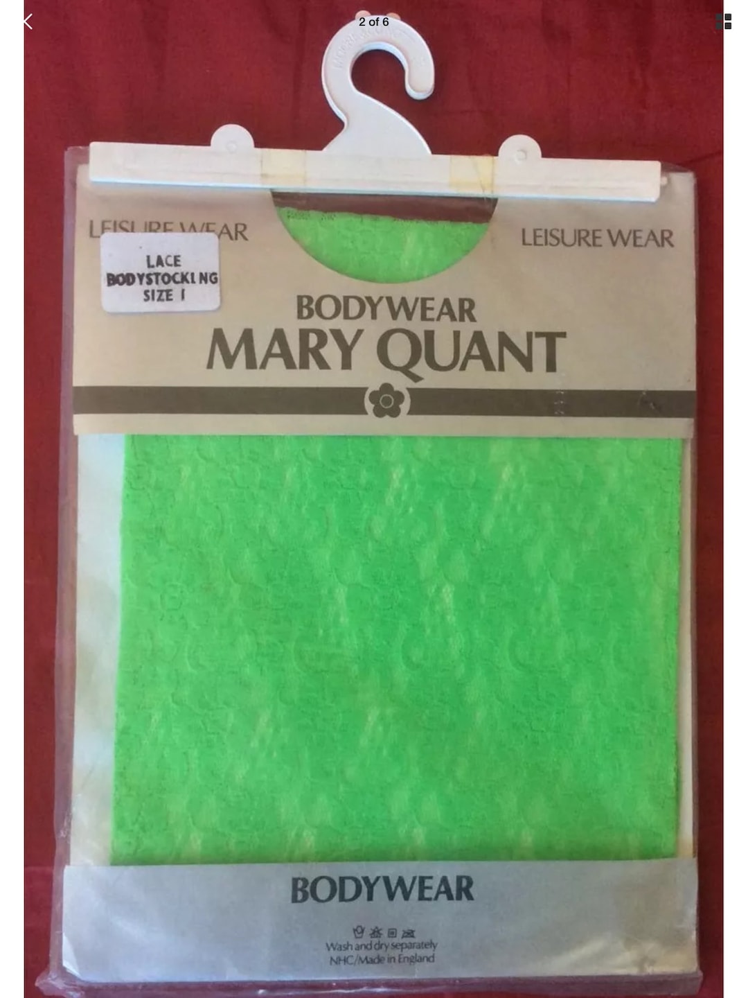 Vintage Mary Quant Green Lace Bodysuits in Original Sealed Pack From
