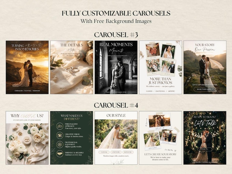 Wedding Photographer Instagram Templates, Canva Social Media Bundle ...