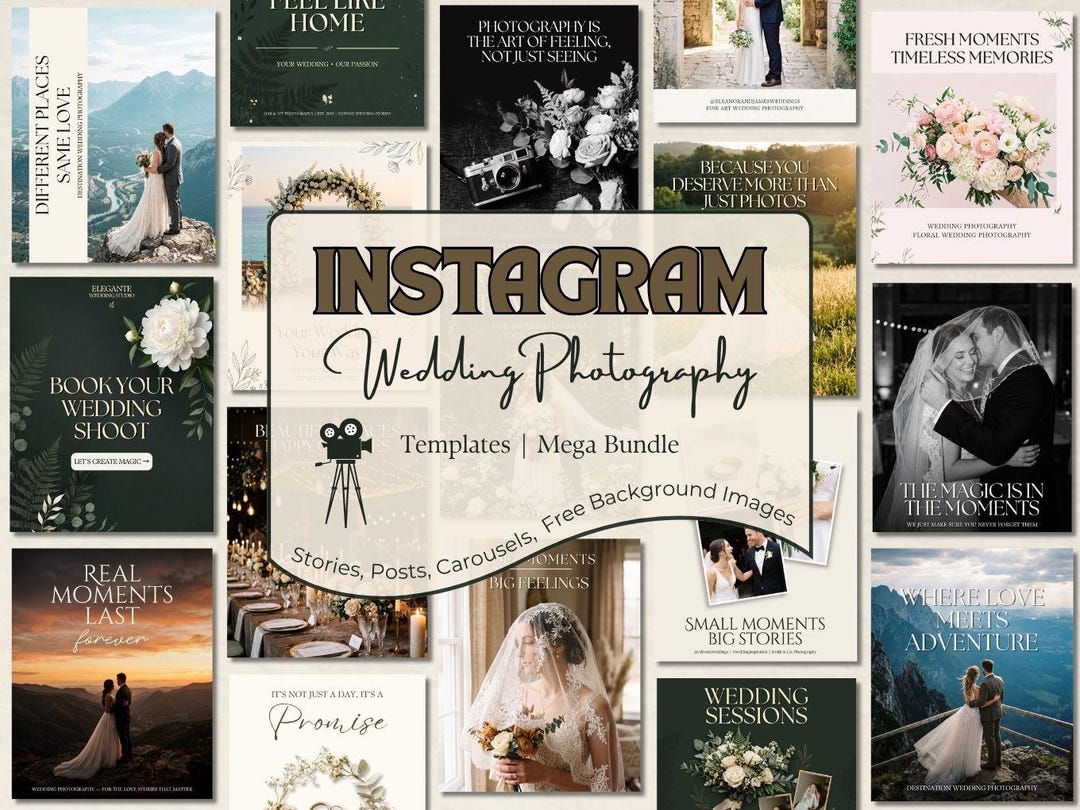 Wedding Photographer Instagram Templates, Canva Social Media Bundle ...