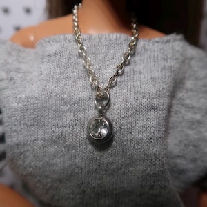 Circular Clear-Handmade Doll necklace, 1/6th scale, wearable & functional.