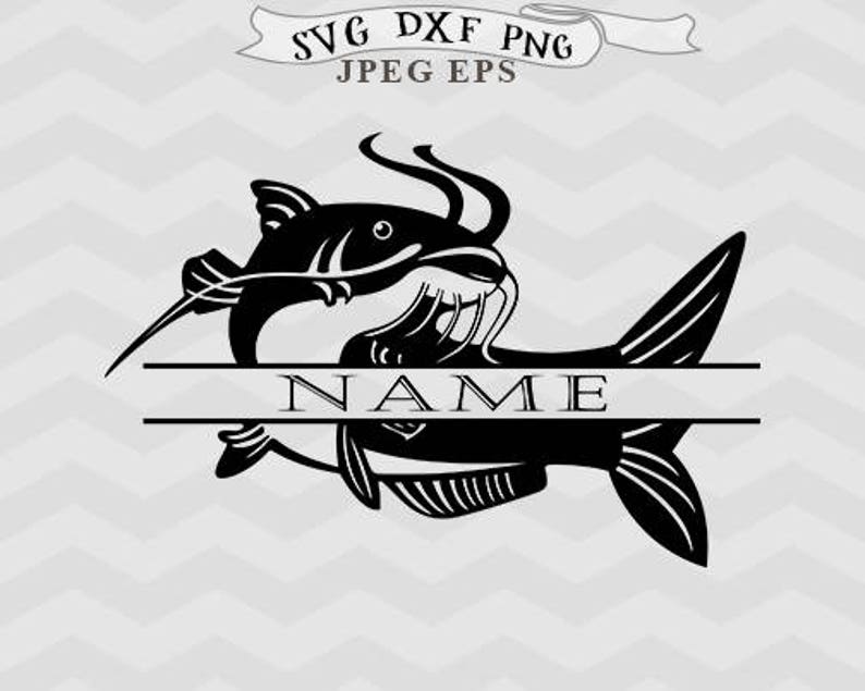 Download Cat Fish SVG Fish Monogram svg Split monogram svg Fishing SVG | Etsy