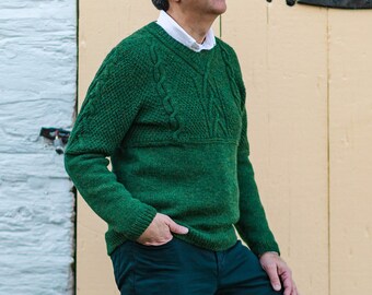 Knitting Pattern Men Sweater Cable Pullover DG