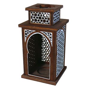 Moroccan style lantern "Mounira 2" -closed version for tea light tea-light, wooden oriental - different colors