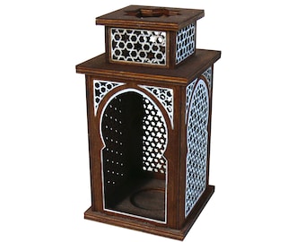 Moroccan style lantern "Mounira 2" -closed version for tea light tea-light, wooden oriental - different colors