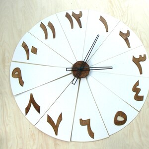 70cm 27.56 in Wooden clock arabic digits / letters with small mandala in center different colors available image 8