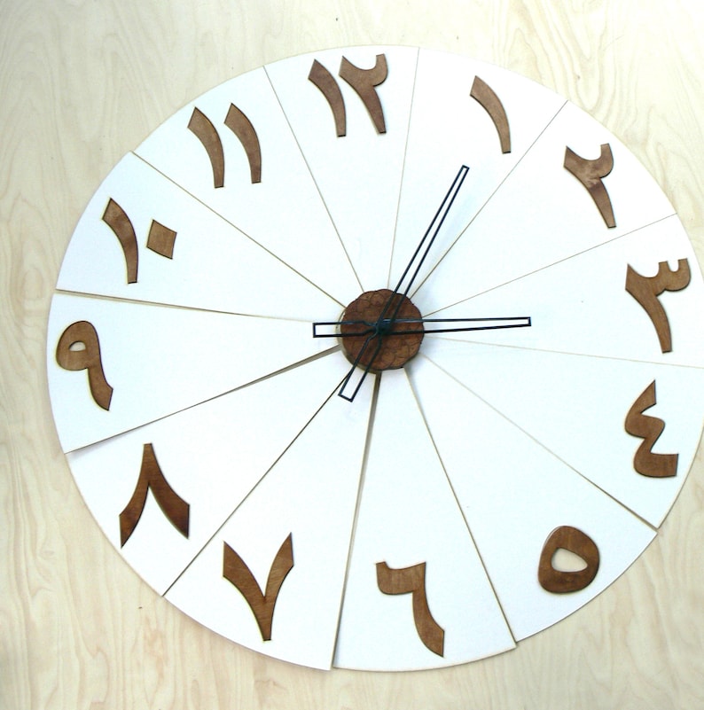 70cm 27.56 in Wooden clock arabic digits / letters with small mandala in center different colors available image 8