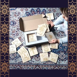 Jeu de mémoire en bois MARRAKESH pour enfants 2+, 24 cartes (12 paires), jouet jeu montessori