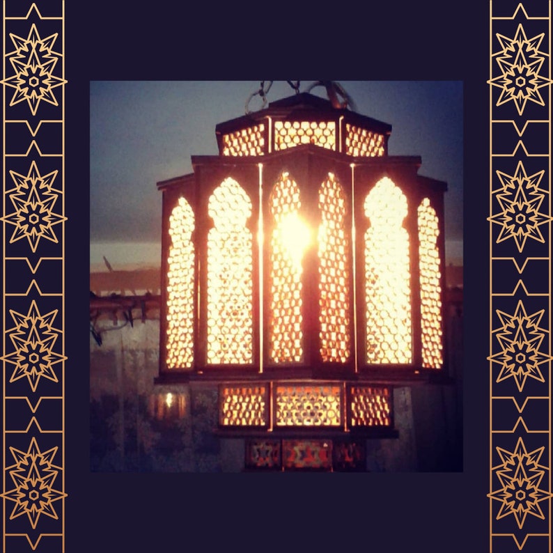 Wooden Oriental lamp Falak now video from making it available image 1