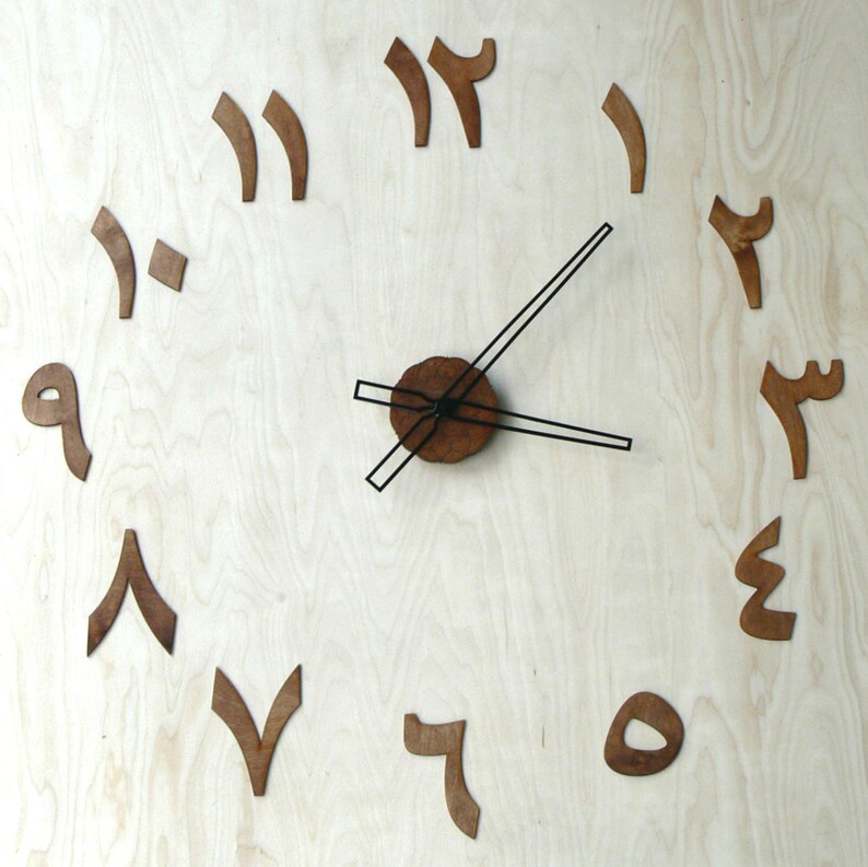 70cm 27.56 in Wooden clock arabic digits / letters with small mandala in center different colors available image 7