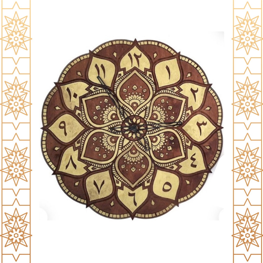 Mandala Uhr arabischer Stil (aus Holz) verschiedene Farben