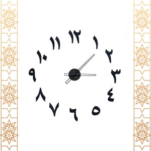 70cm 27.56 in Wooden clock arabic digits / letters with small mandala in center different colors available image 1