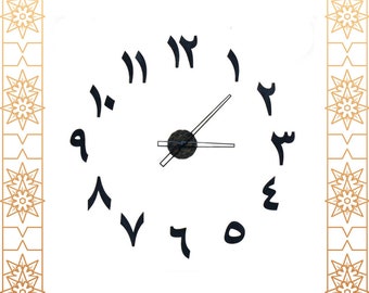 70cm (27.56 in) Wooden clock arabic digits / letters - with small mandala in center - different colors available