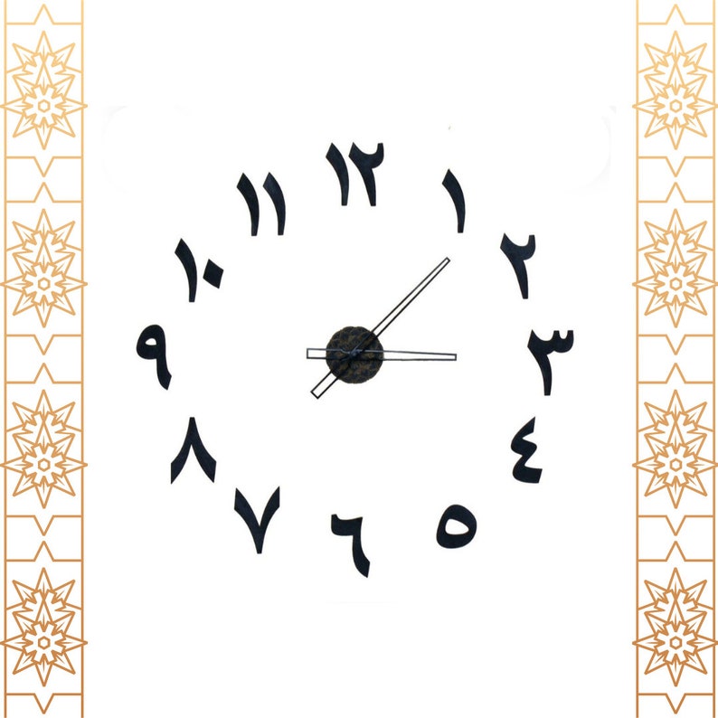 70cm 27.56 in Wooden clock arabic digits / letters with small mandala in center different colors available image 1