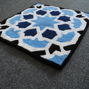 Mosaic cotton rug mosque hand tufted oryginal design high quality rug moroccan muslim islam ramadan eid muslim home soft carpet image 3