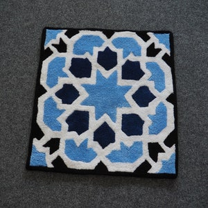 Mosaic cotton rug mosque hand tufted oryginal design high quality rug moroccan muslim islam ramadan eid muslim home soft carpet image 2